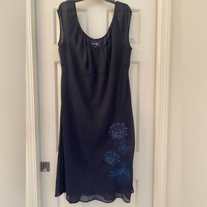 Blue dress with embroidered flowers